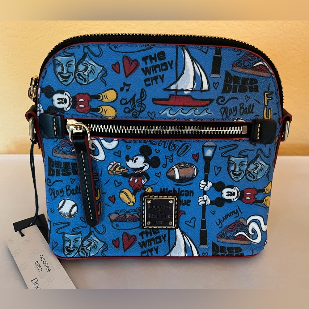 Dooney & Bourke Blue Crossbody Bag with Mickey Mouse and Chicago Design NWT